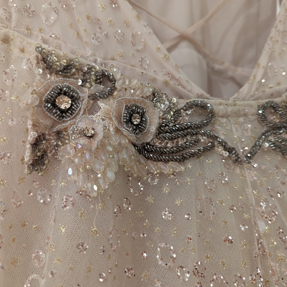 Rose Gold Wedding Dress Tara Keely 2750 Sparkle Low Back Long Removable Train - Picture 5 of 13